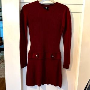 Sexy, Long sleeve, sweater, mini-dress, burgundy